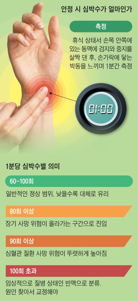 안정 시 심박수, 분당 80회 이상 땐 비만 위험 2배